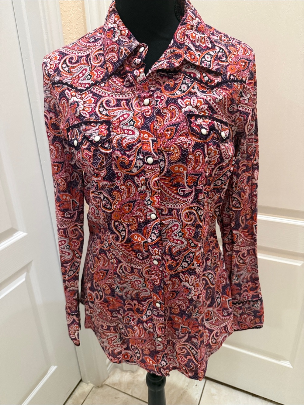Stetson Red and Pink Paisley Snap Down Shirt